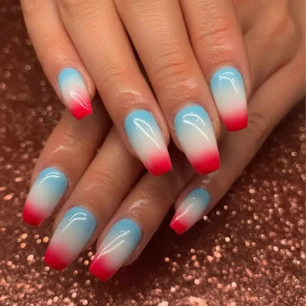 Ombre Nails Made for Summer 2025 Patriotic Fade for Fireworks and Fun