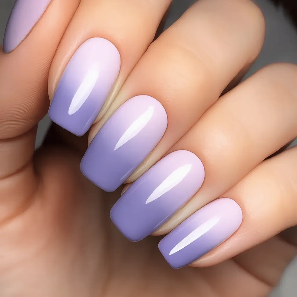 Ombre nails made for summer 2025 Lilac Whisper With Square Symmetry