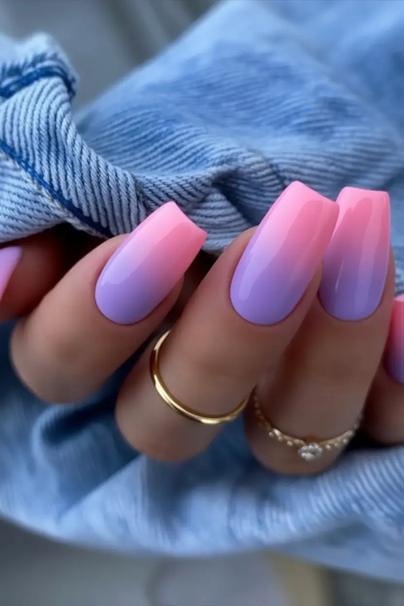 Ombre nails made for summer 2025 Pastel Power Fade With A Neon Kiss