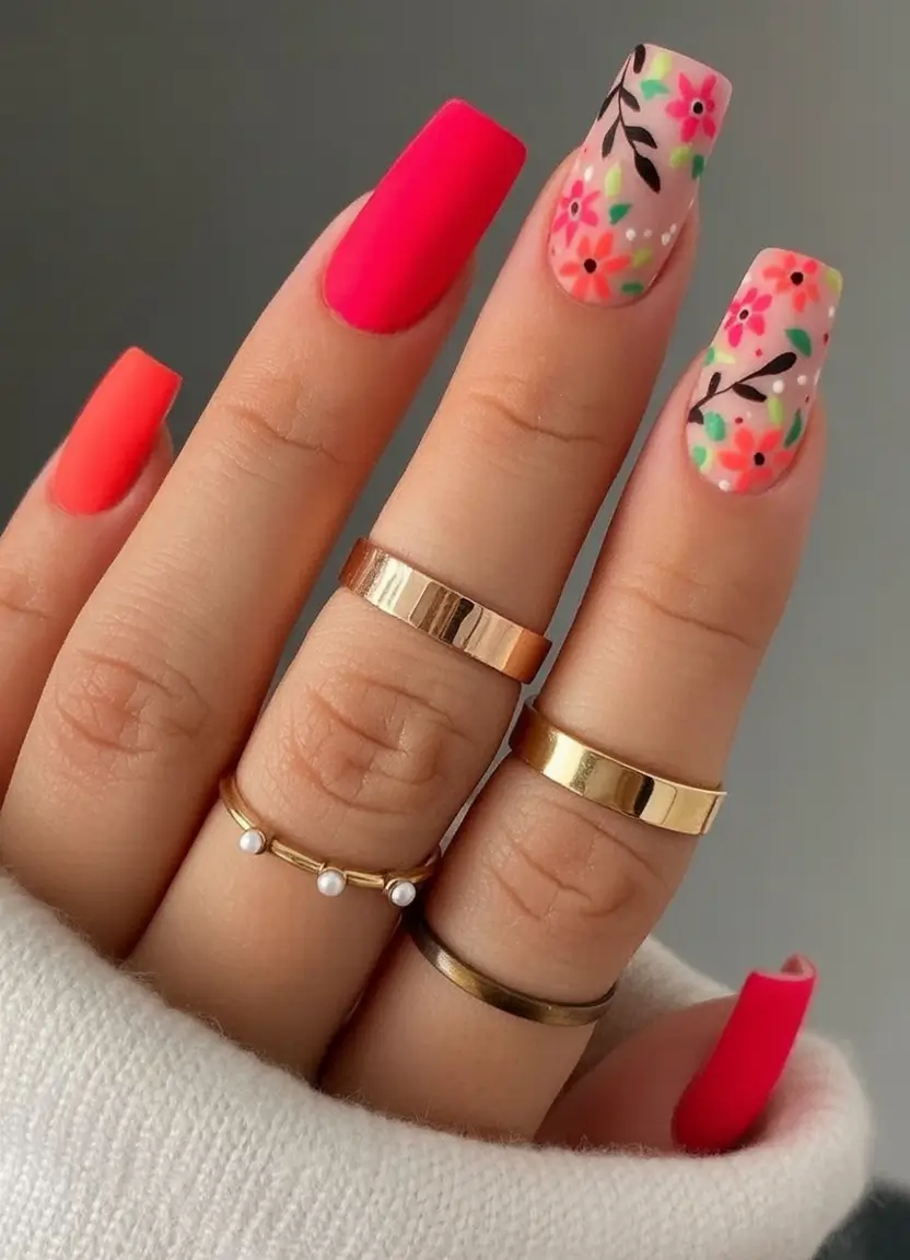 Pink Summer Nails for 2025 Vibes Tropical Garden Meets Neon Chic