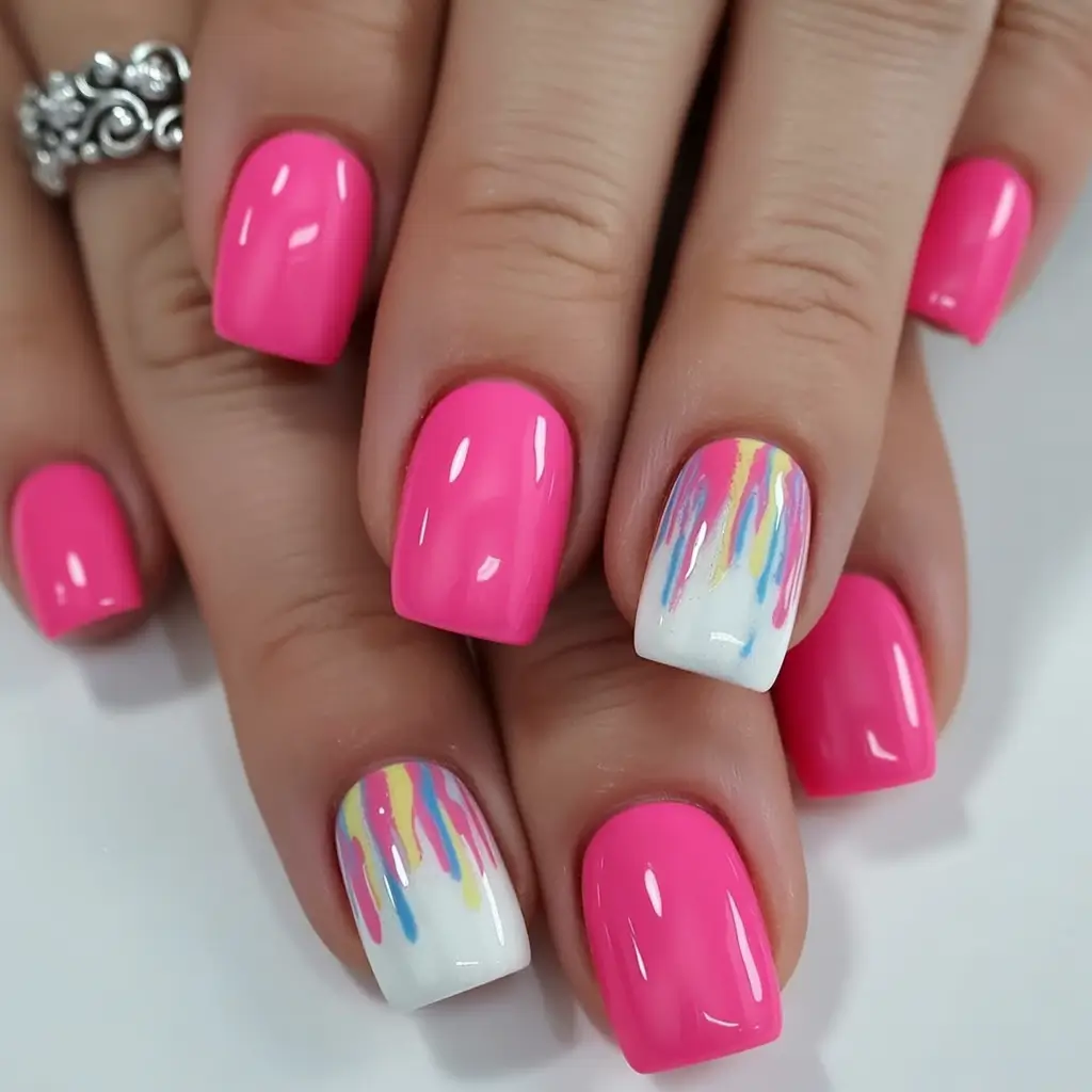 Pink Summer Nails for 2025 Vibes Neon Drip Dreams