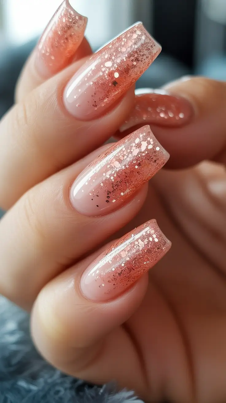 Pink Summer Nails for 2025 Vibes Sunset Glitter Fade