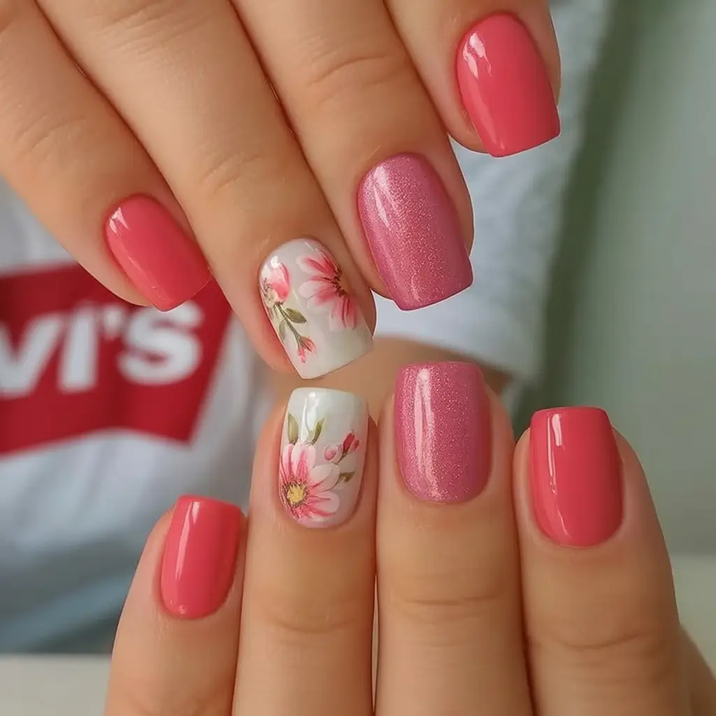 Pink Summer Nails for 2025 Vibes Delicate Blossoms in Bloom