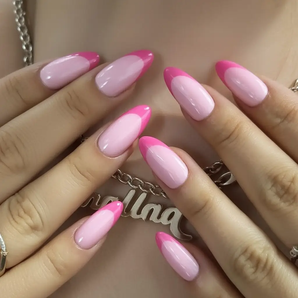 Pink Summer Nails for 2025 Vibes Soft Almond French with a Twist
