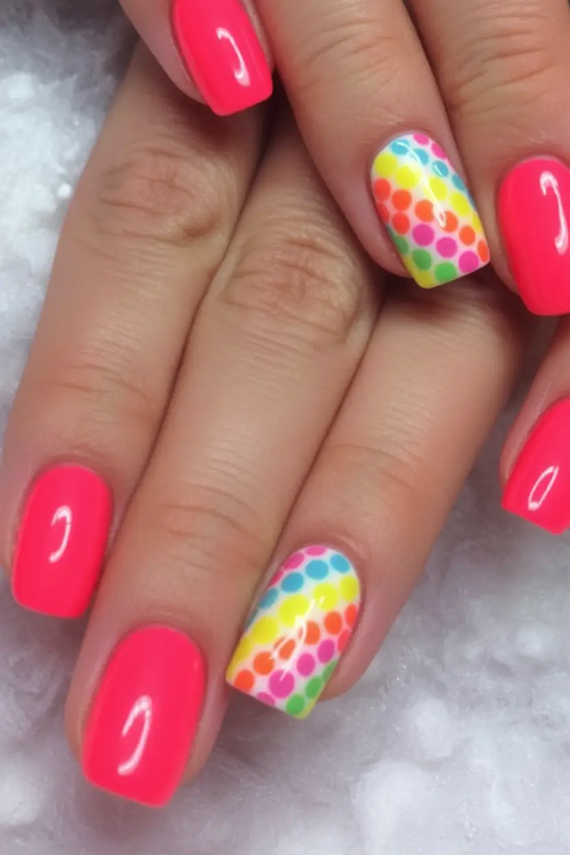 Pink Summer Nails for 2025 Vibes Bold Neon Meets Rainbow Joy