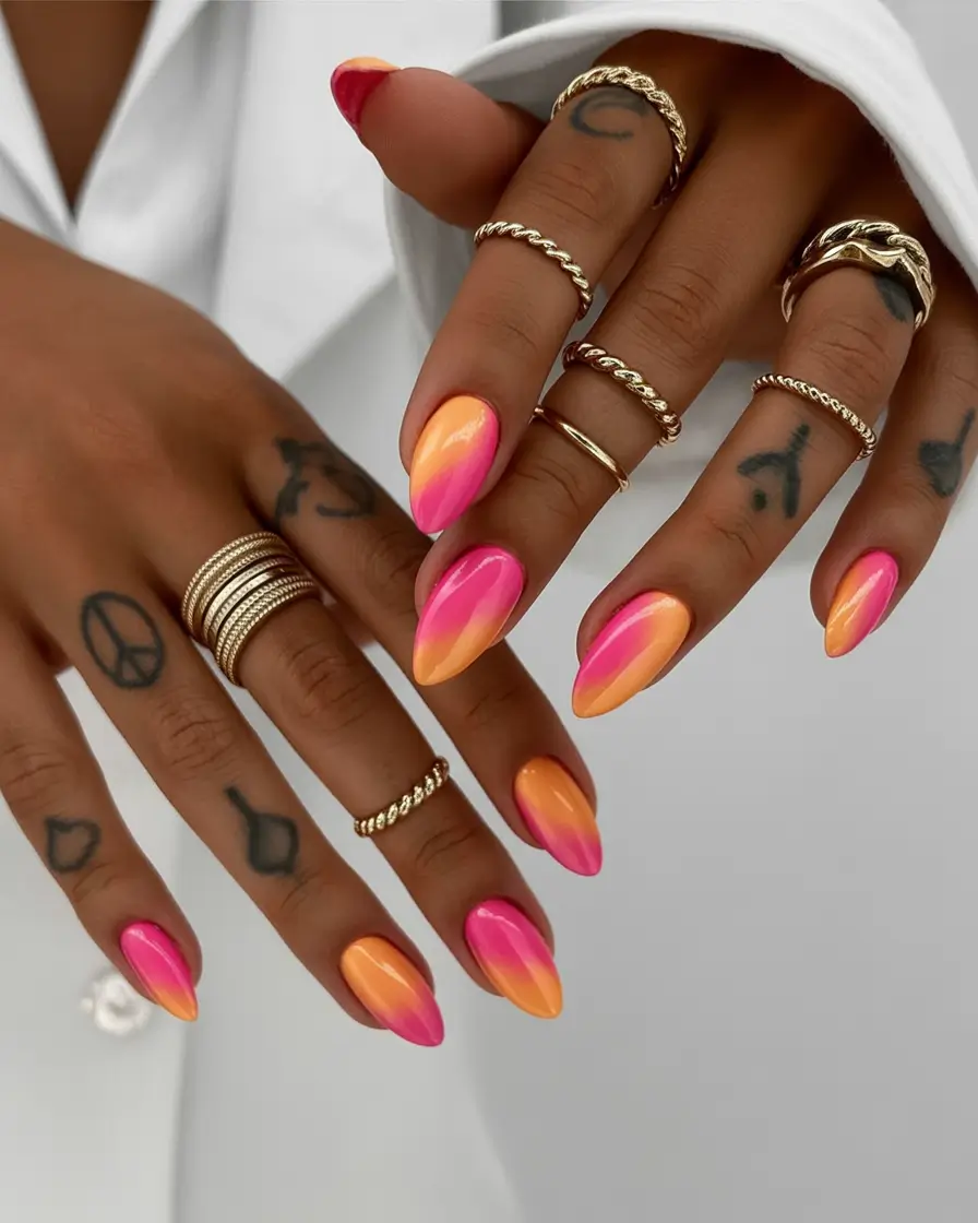 Pink Summer Nails for 2025 Vibes Sunset Fade for the It-Girl