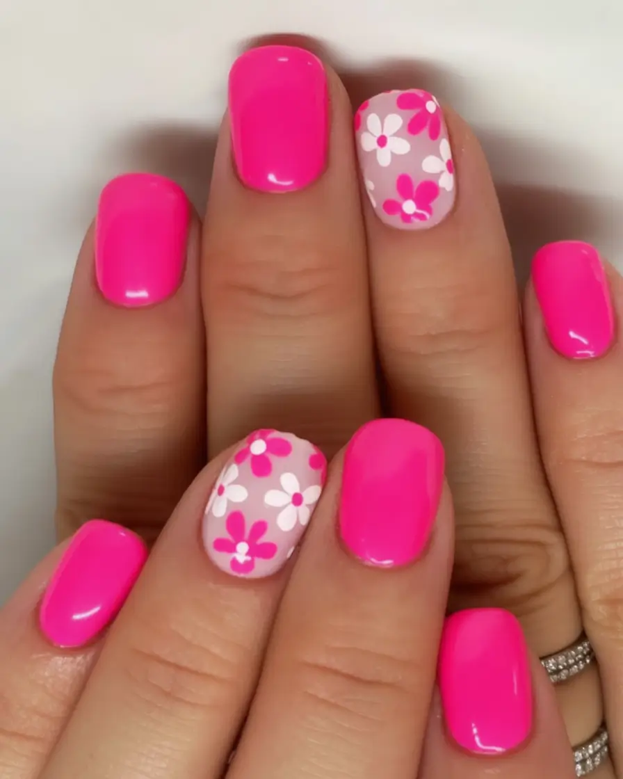 Pink Summer Nails for 2025 Vibes Barbiecore Florals in Full Bloom