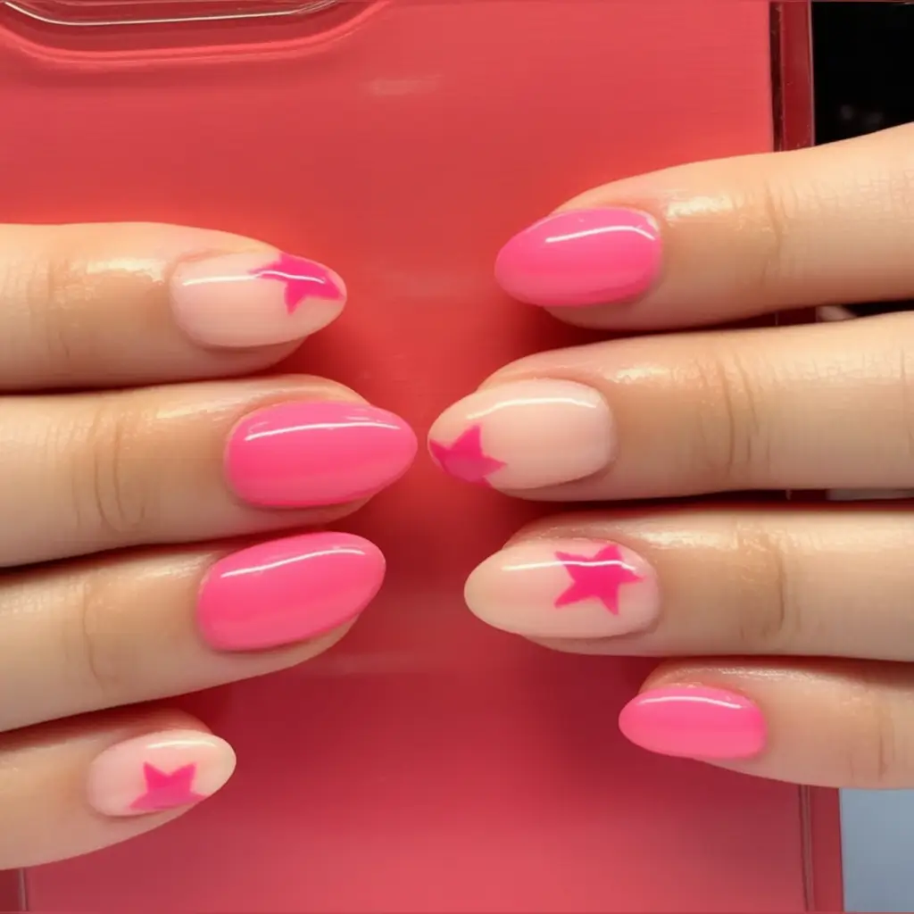 Pink Summer Nails for 2025 Vibes Bubblegum Starburst