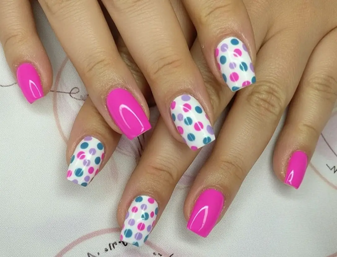 Pretty Nails You’ll Love in 2025 Hot Pink Pop and Party Dots