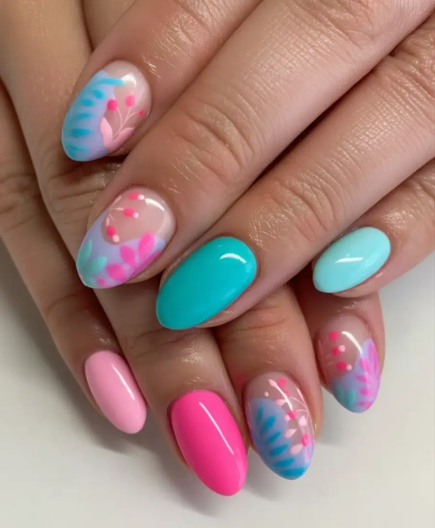 Pretty Nails You’ll Love in 2025 Tropical Candy Color Bloom