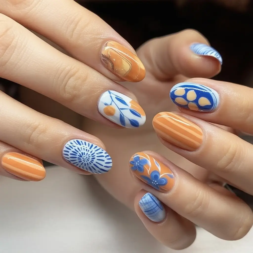 Pretty Nails You’ll Love in 2025 Warm Terracotta & Porcelain Fusion