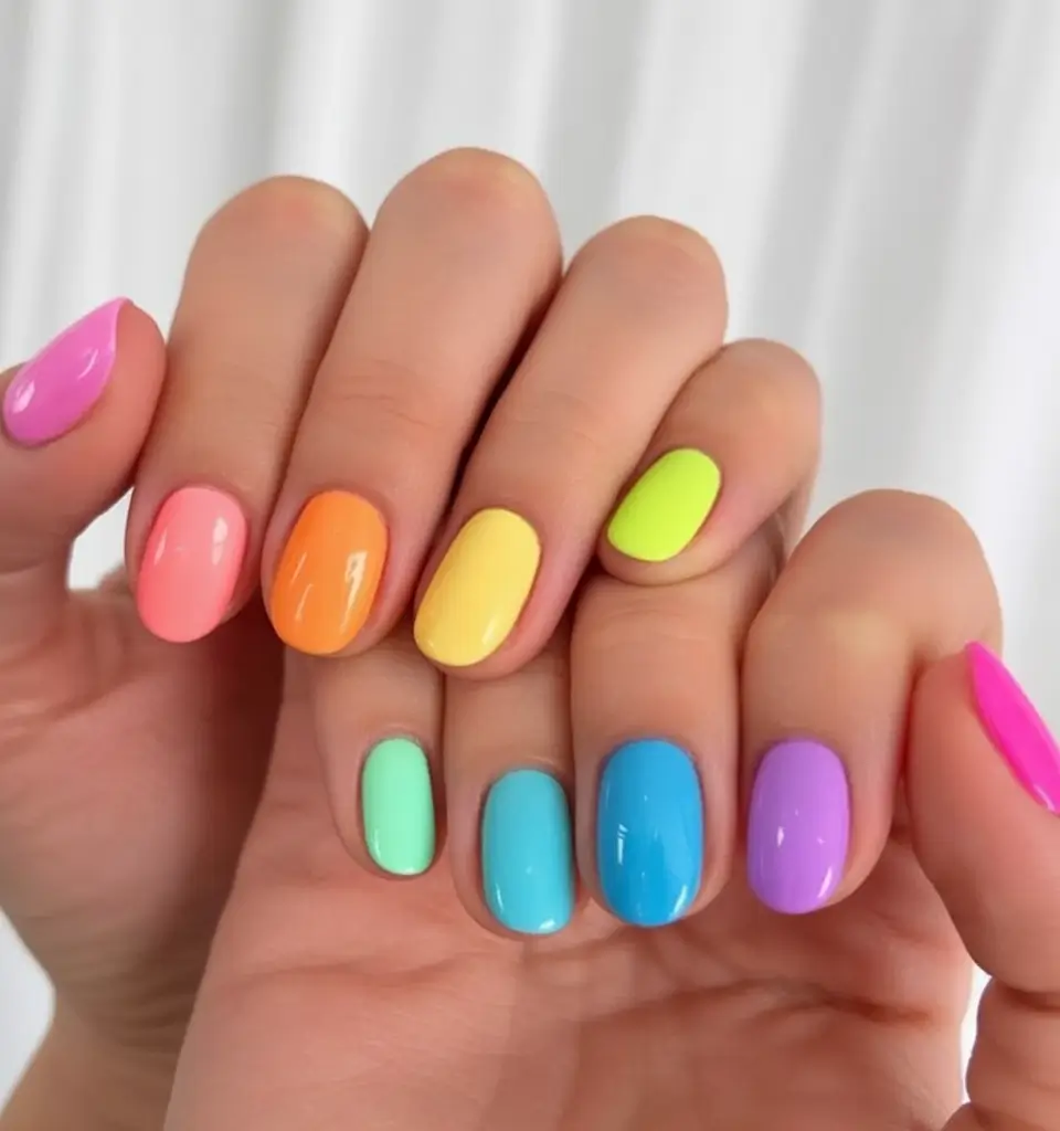 Pretty Nails You’ll Love in 2025 Rainbow Sorbet Shine