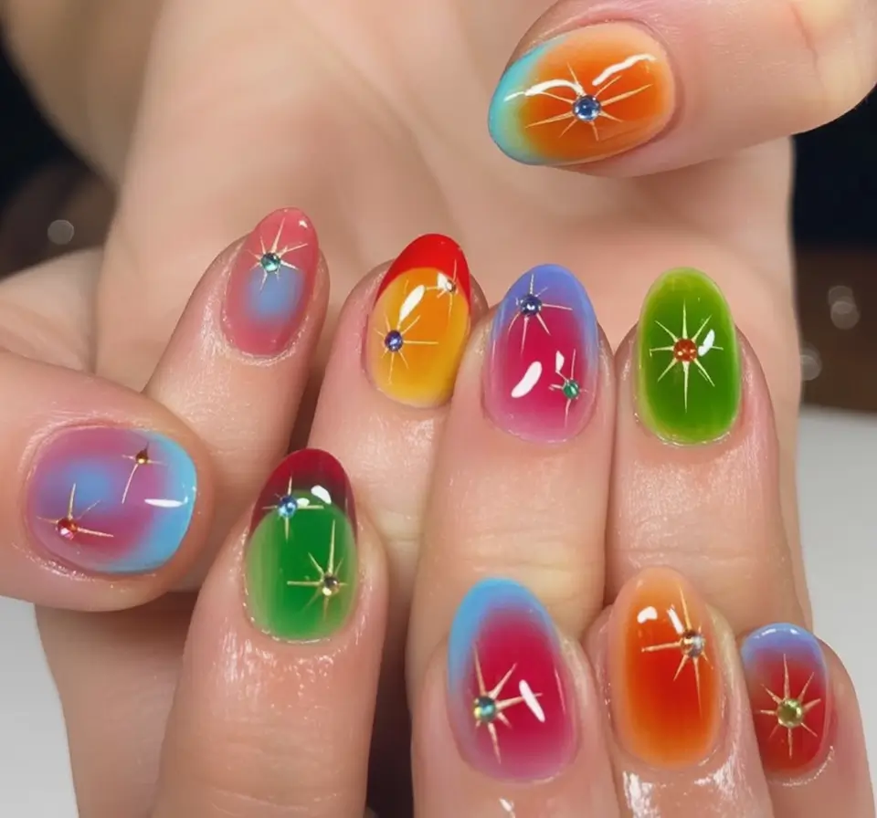 Pretty Nails You’ll Love in 2025 Jelly Gems with Starbursts