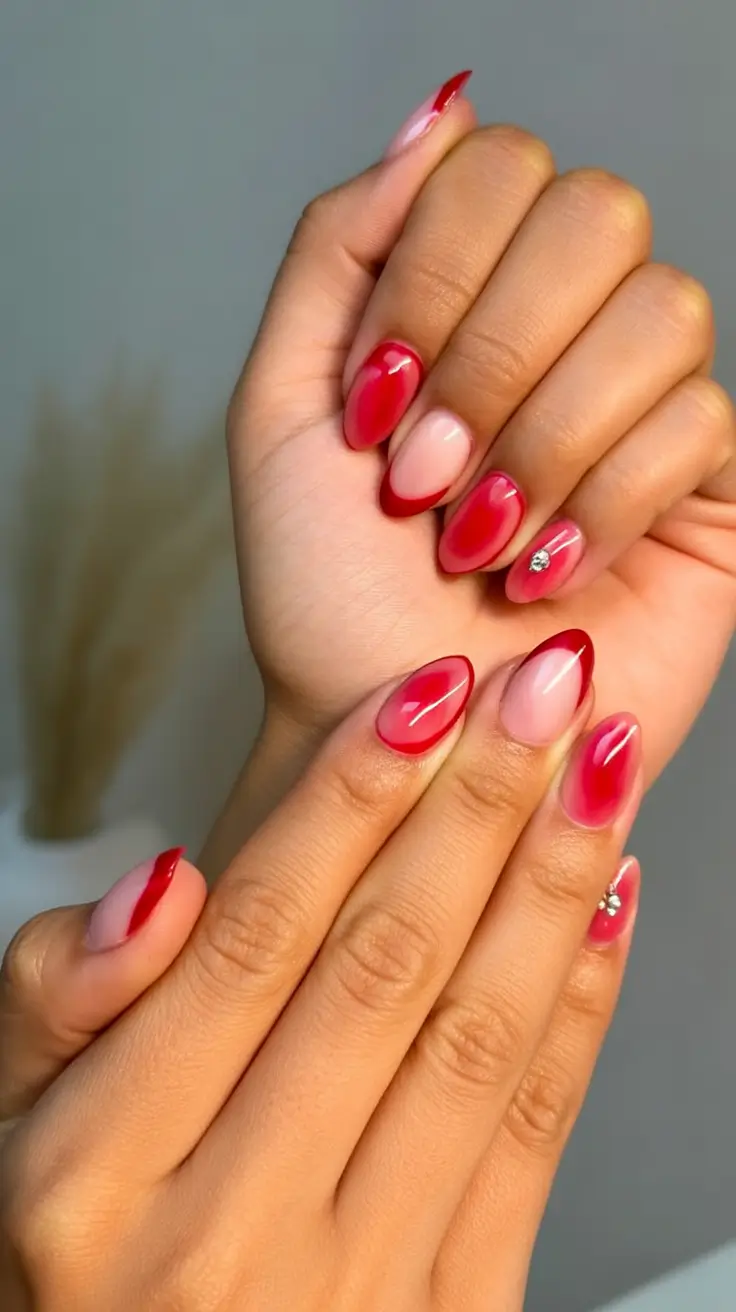 Pretty Nails You’ll Love in 2025 Cherry Glass French with a Twist