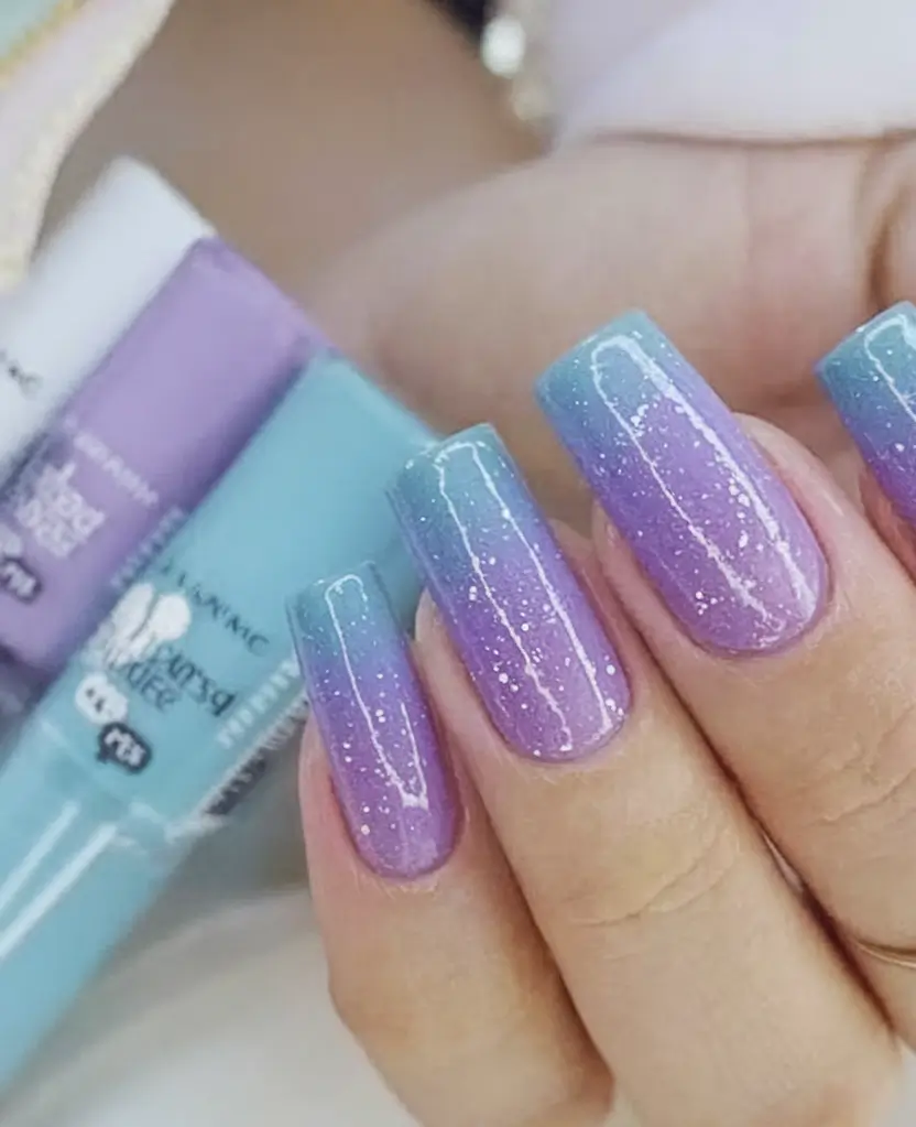 Purple Nail Inspo for 2025 Summer Cotton Candy Twilight Ombré