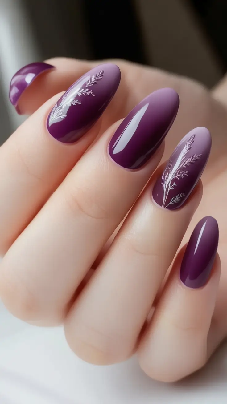 Purple Nail Inspo for 2025 Summer Botanical Fade in Deep Plum