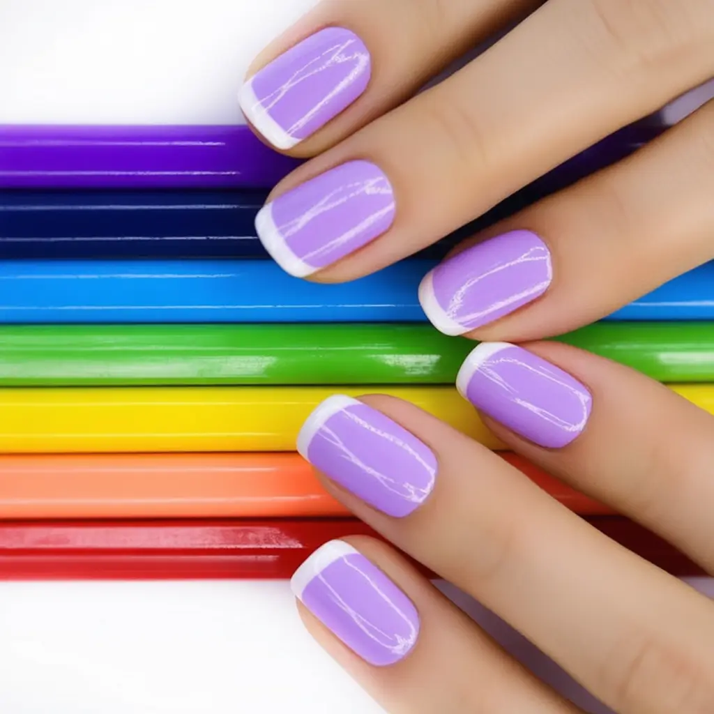 Purple Nail Inspo for 2025 Summer Lilac French with a 90s Twist