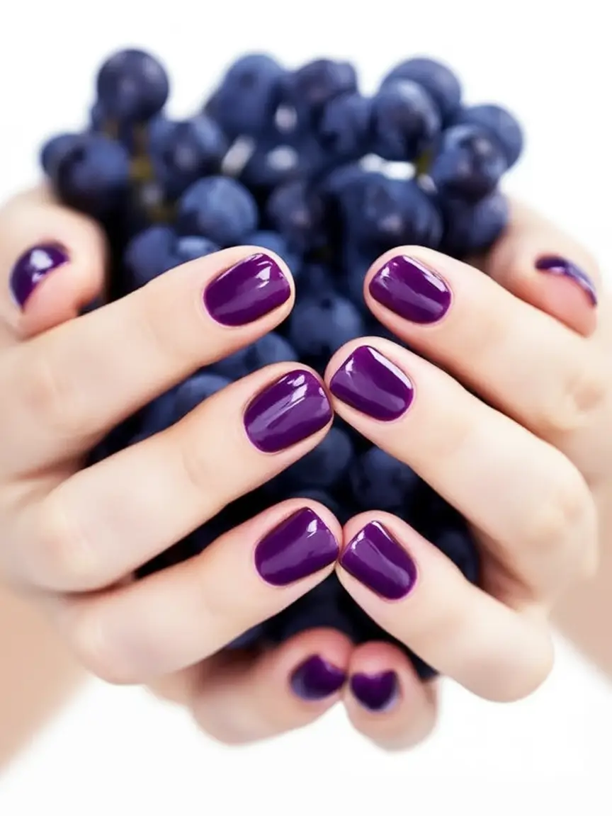 Purple Nail Inspo for 2025 Summer Classic Purple Short Gloss with Grape Vibes