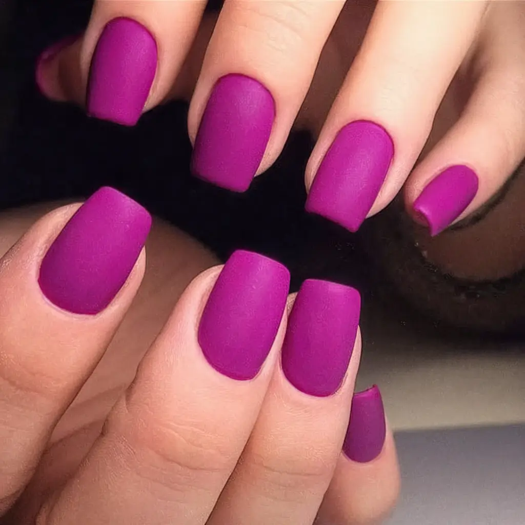 Purple Nail Inspo for 2025 Summer Vivid Magenta Matte Squared