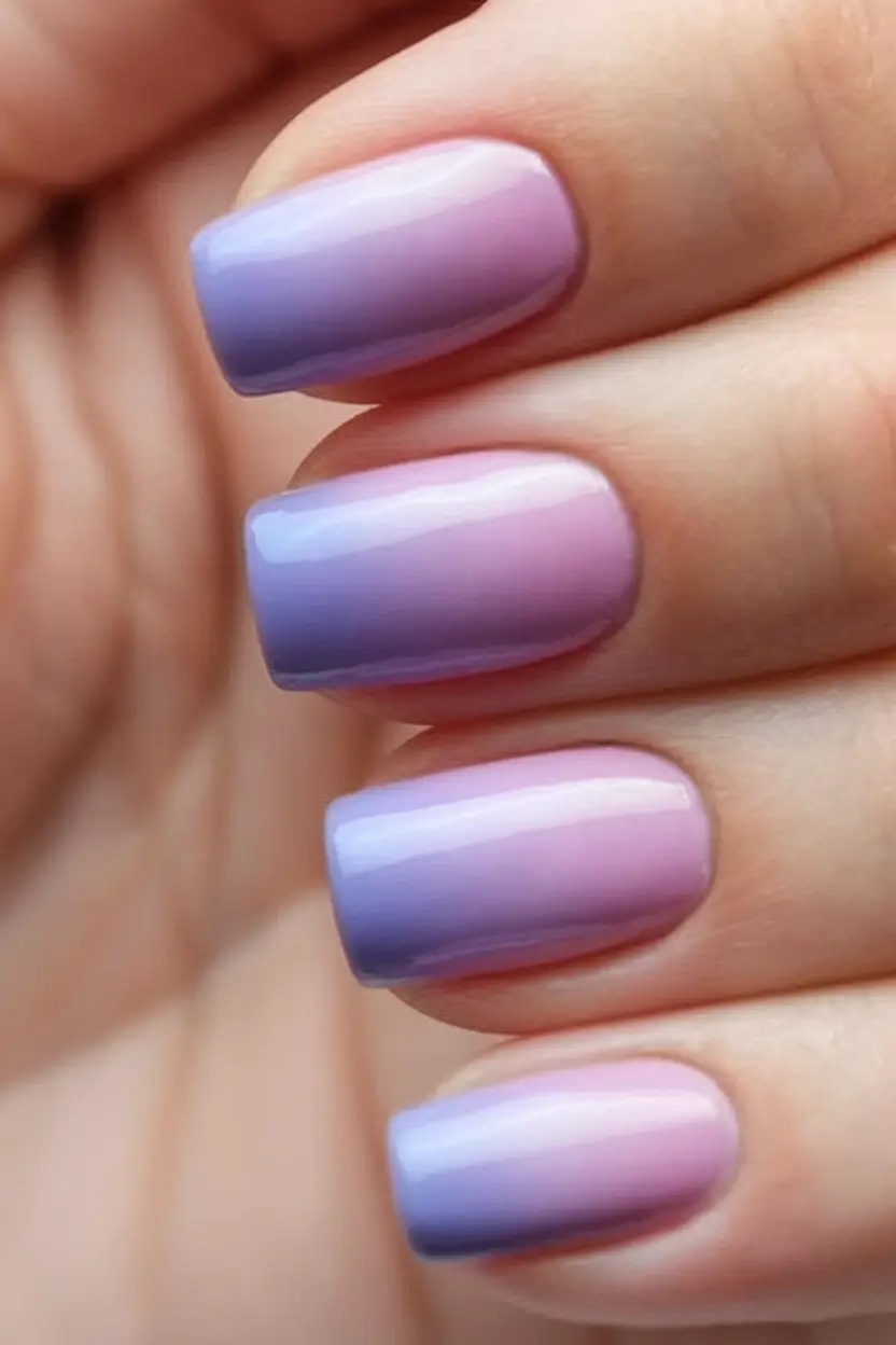 Purple Nail Inspo for 2025 Summer Cool Lavender Ombré Gloss