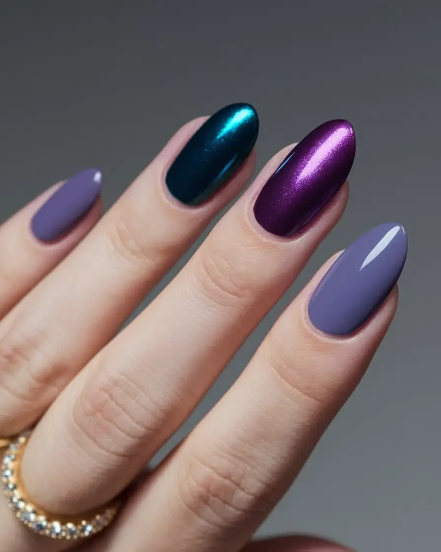 Purple Nail Inspo for 2025 Summer Midnight Jewel Mix