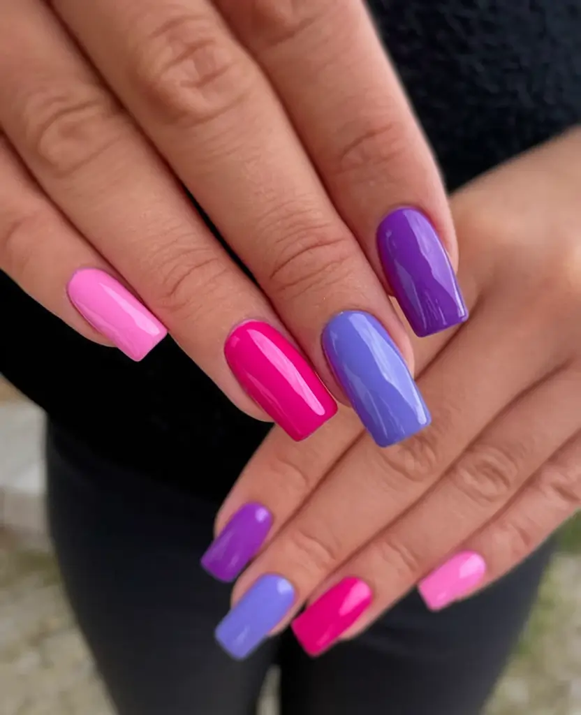 Purple Nail Inspo for 2025 Summer Bold and Bright Square Pop
