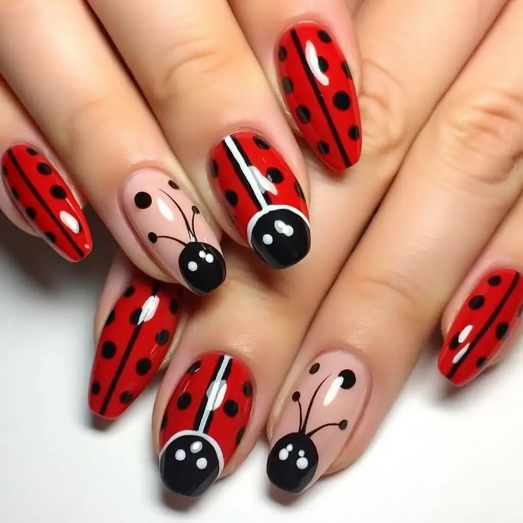 Red Nails That Pop Summer 2025 Ladybug-Inspired Pop Art In Red