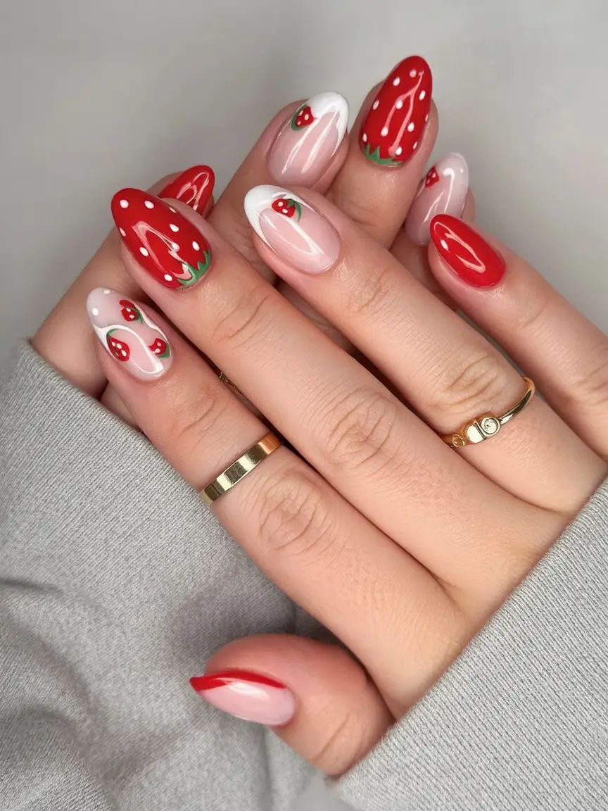 Red Nails That Pop Summer 2025 Strawberry Season-Inspired Delight