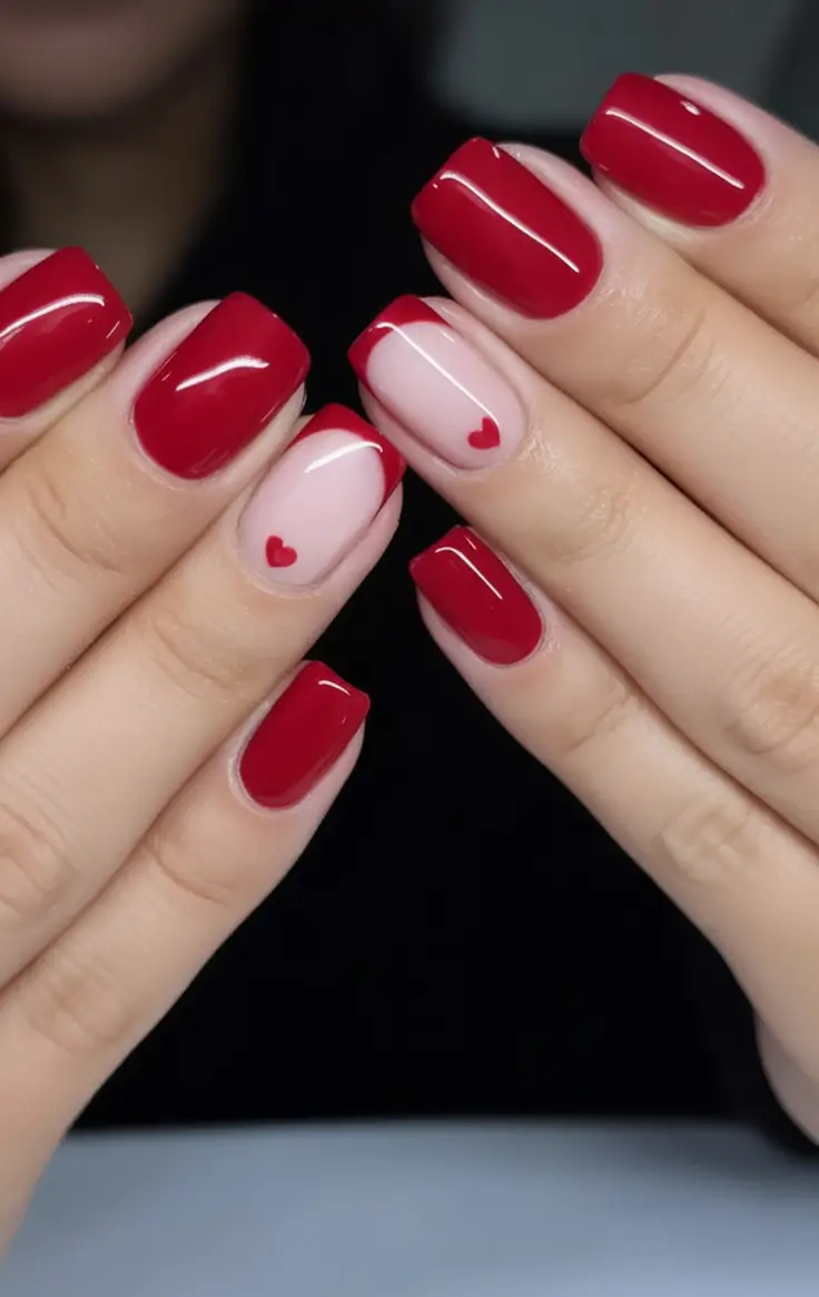 Red Nails That Pop Summer 2025 Crimson Romance With Heart Tips