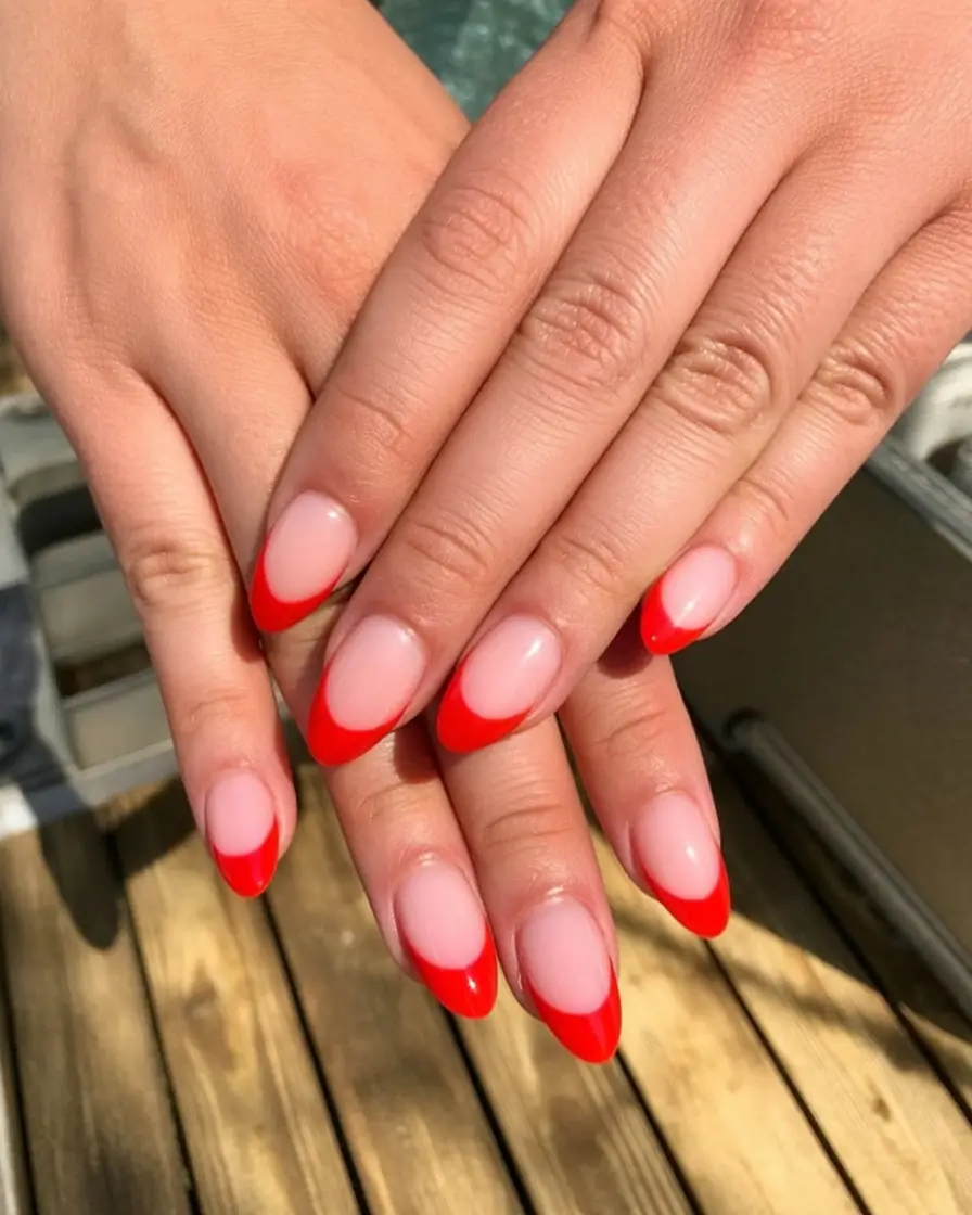 Red Nails That Pop Summer 2025 Classic French Twist With Glossy Red Tips