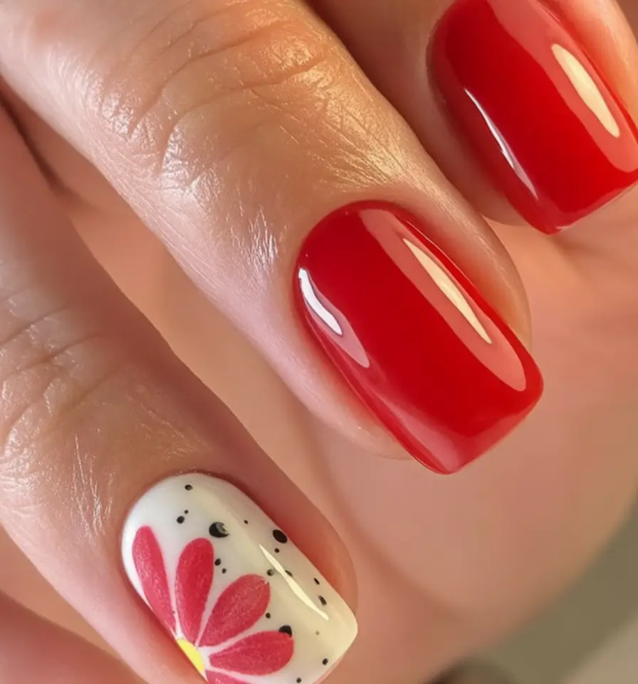 Red Nails That Pop Summer 2025 Minimalist Petal Punch