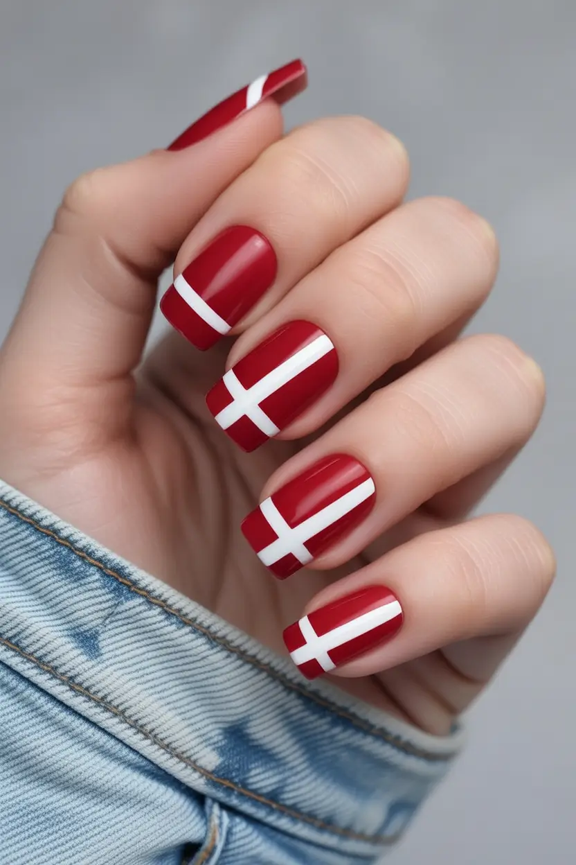 Red Nails That Pop Summer 2025 Crisp Red Geometry on Square Tips