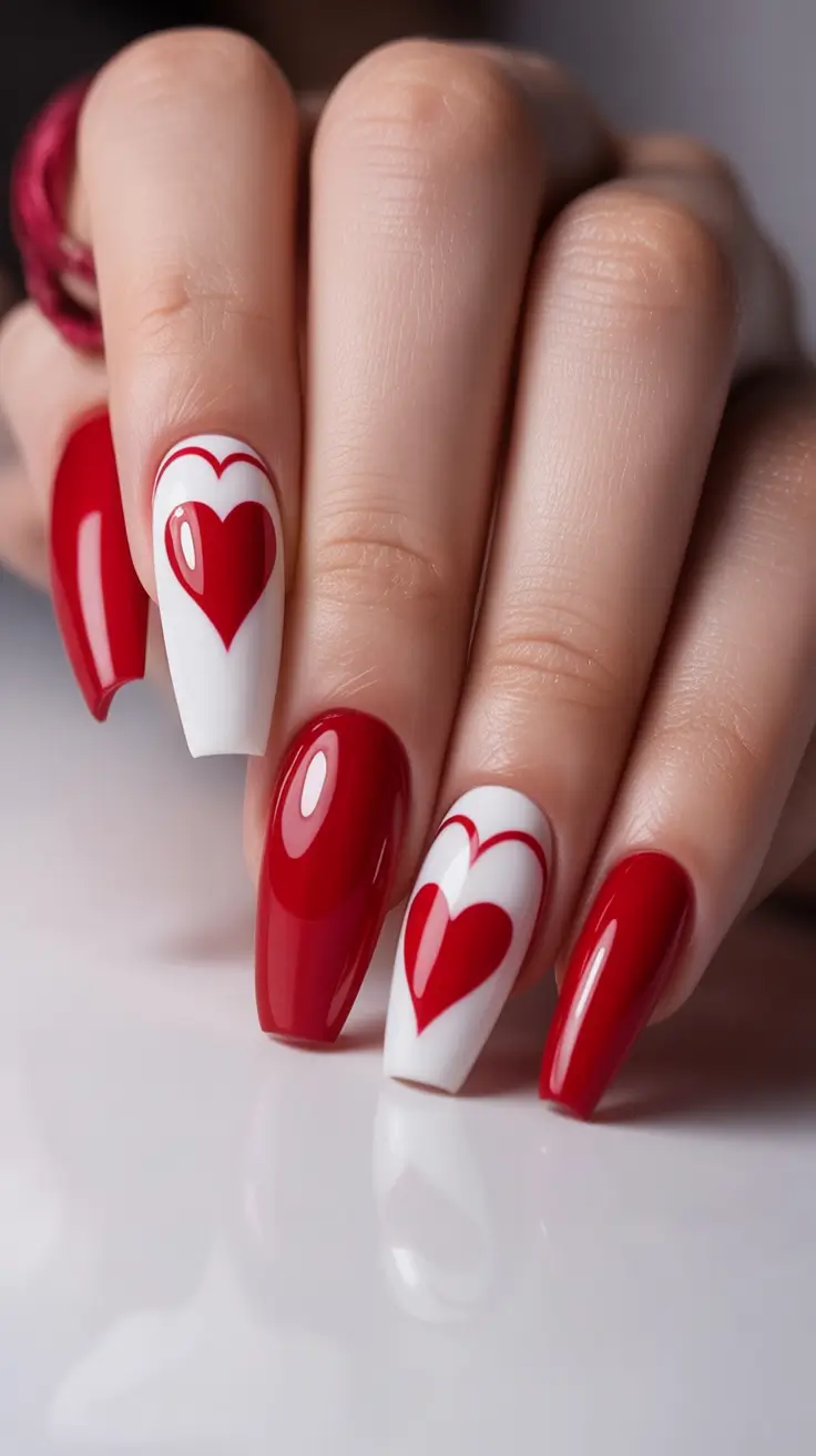 Red Nails That Pop Summer 2025 Red Hearts and Love Notes