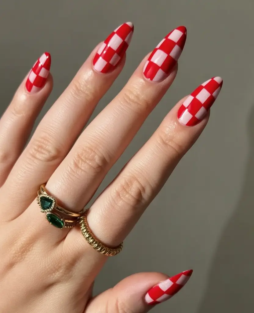 Red Nails That Pop Summer 2025 Red Gingham Picnic Power