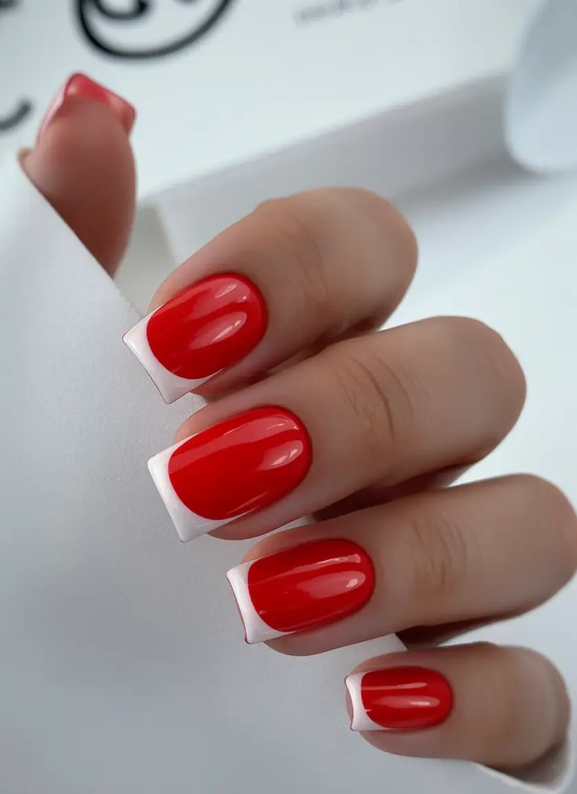 Red Nails That Pop Summer 2025 White-Tipped Red French Flip