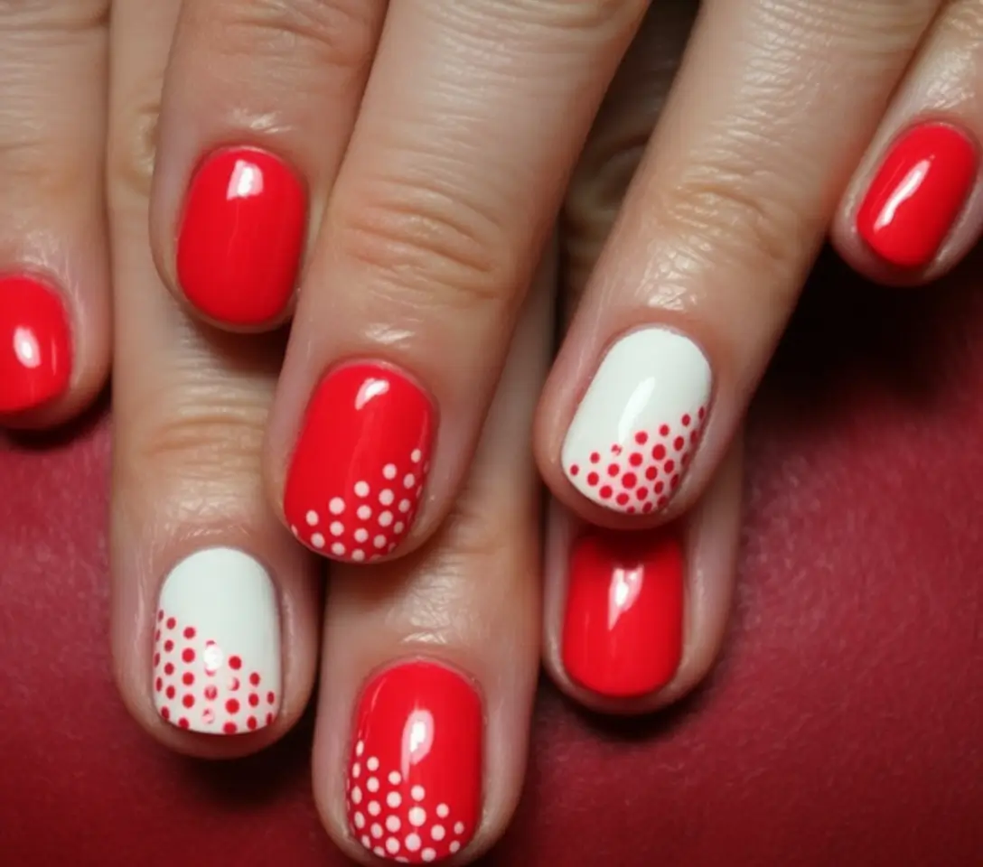 Red Nails That Pop Summer 2025 Playful Dot Gradient On Short Square Tips