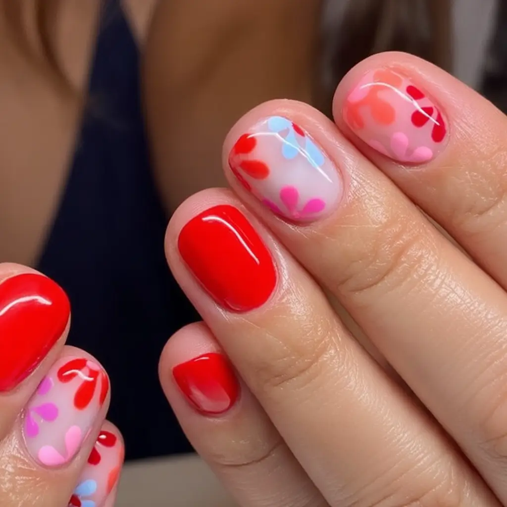 Round Nail Inspo for Summer 2025 Cherry Glazed Confetti