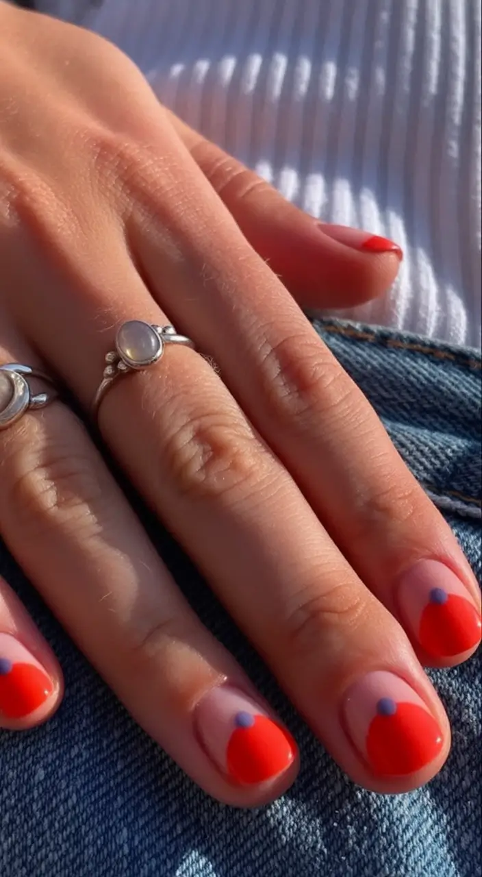 Round Nail Inspo for Summer 2025 Cherry Moons and Dots