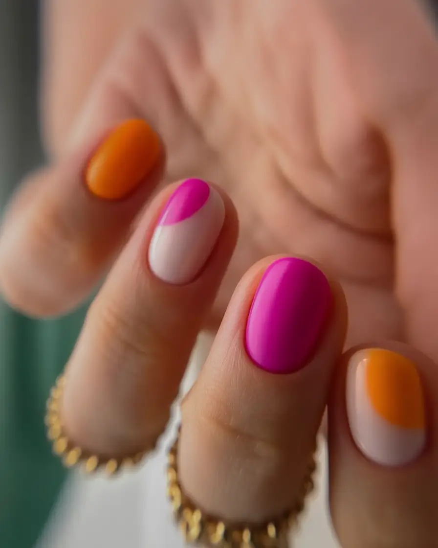 Round Nail Inspo for Summer 2025 Tutti Frutti Color Pop