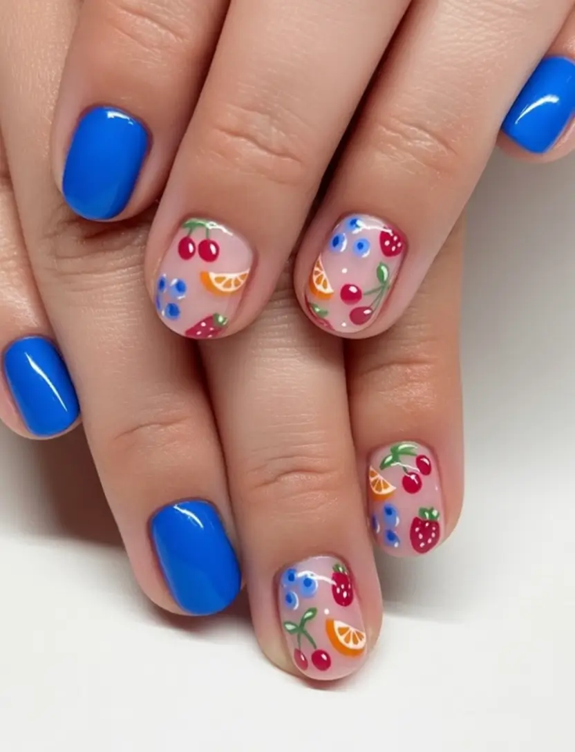 Round Nail Inspo for Summer 2025 Fruit Salad Fantasy