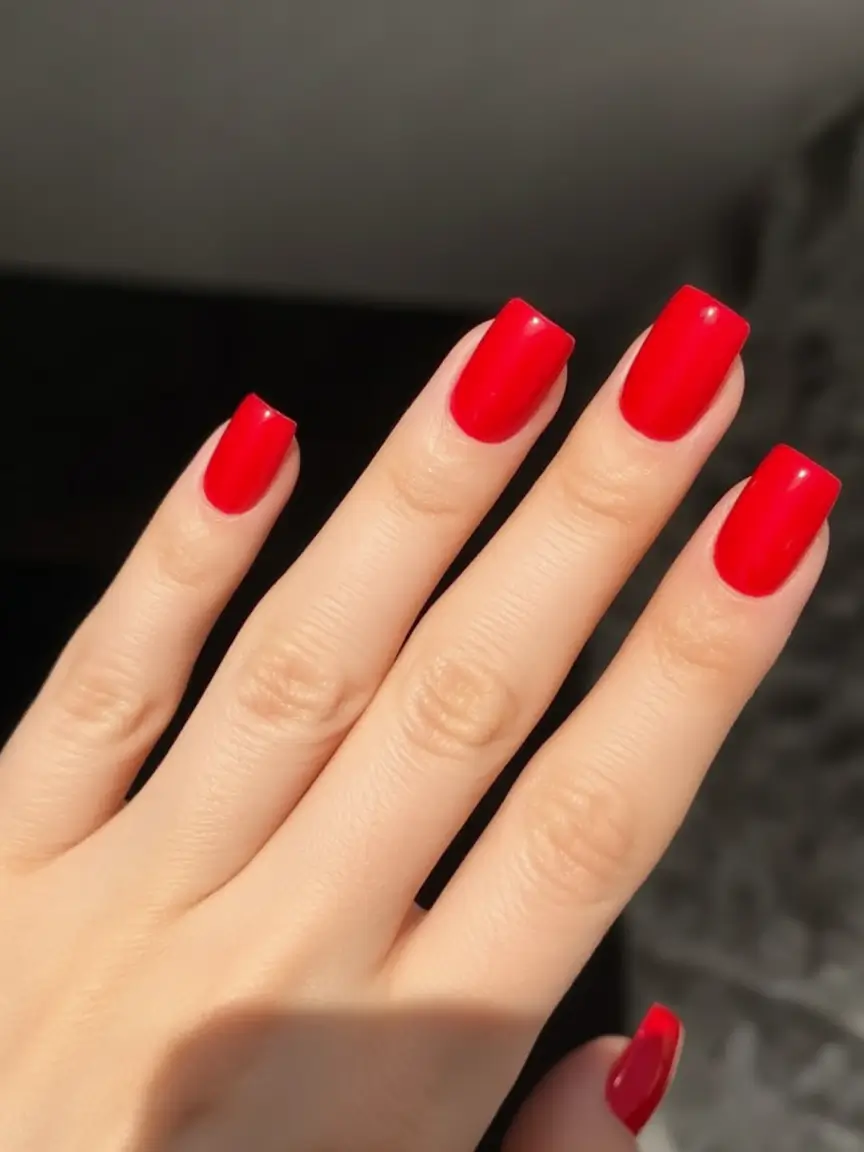 Short Acrylics for Summer 2025 Fun Classic Cherry Red Confidence
