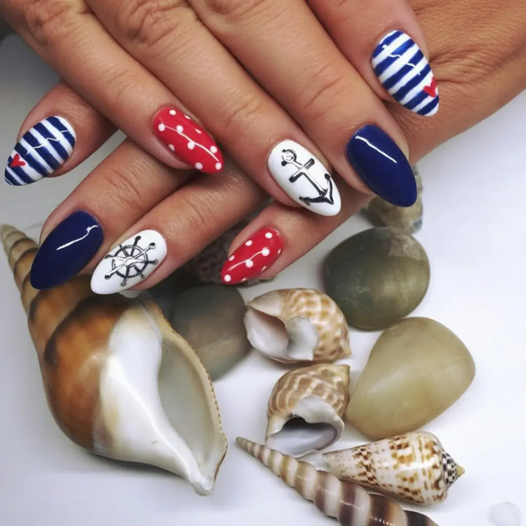 Short Acrylics for Summer 2025 Fun Nautical Chic Meets 4th of July