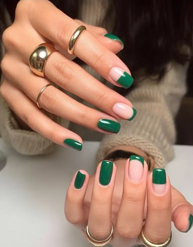Short Acrylics for Summer 2025 Fun Geometric Green Tips