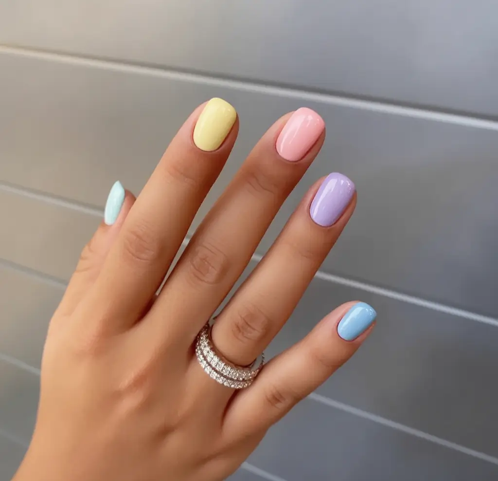 Short Acrylics for Summer 2025 Fun Soft Pastel Rainbow Vibes
