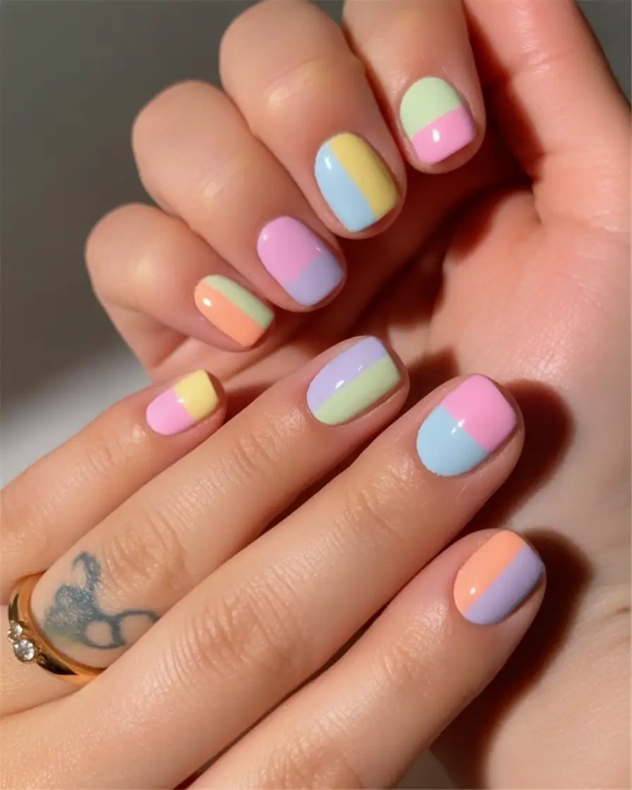 Short Nail Inspo for Summer 2025 Pastel Split-Tone Minimalism