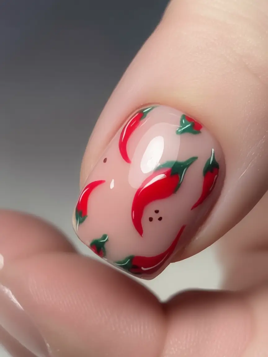 Short Nail Inspo for Summer 2025 Hot Chili Accent