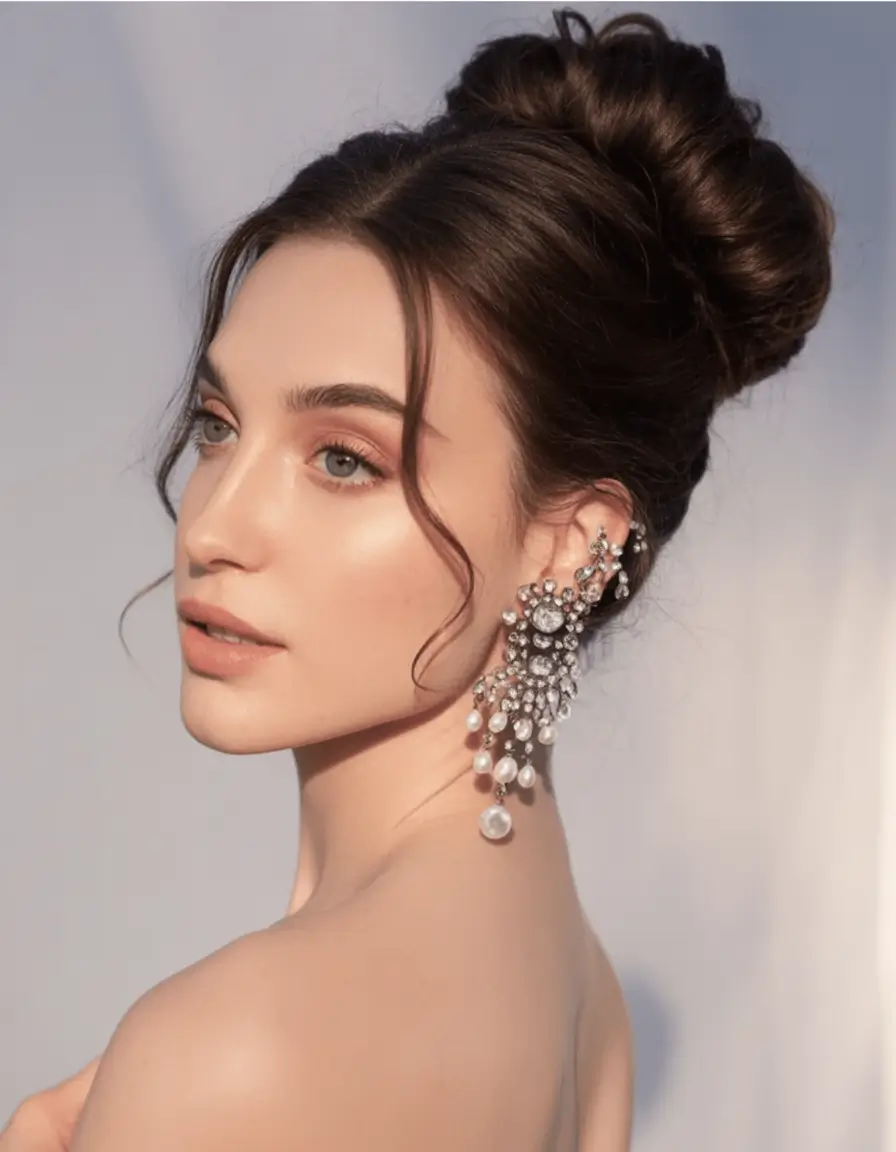 Simple Bun Hairstyle Inspirations - Summer 2025 Soft Volume Bun with Face-Framing Waves