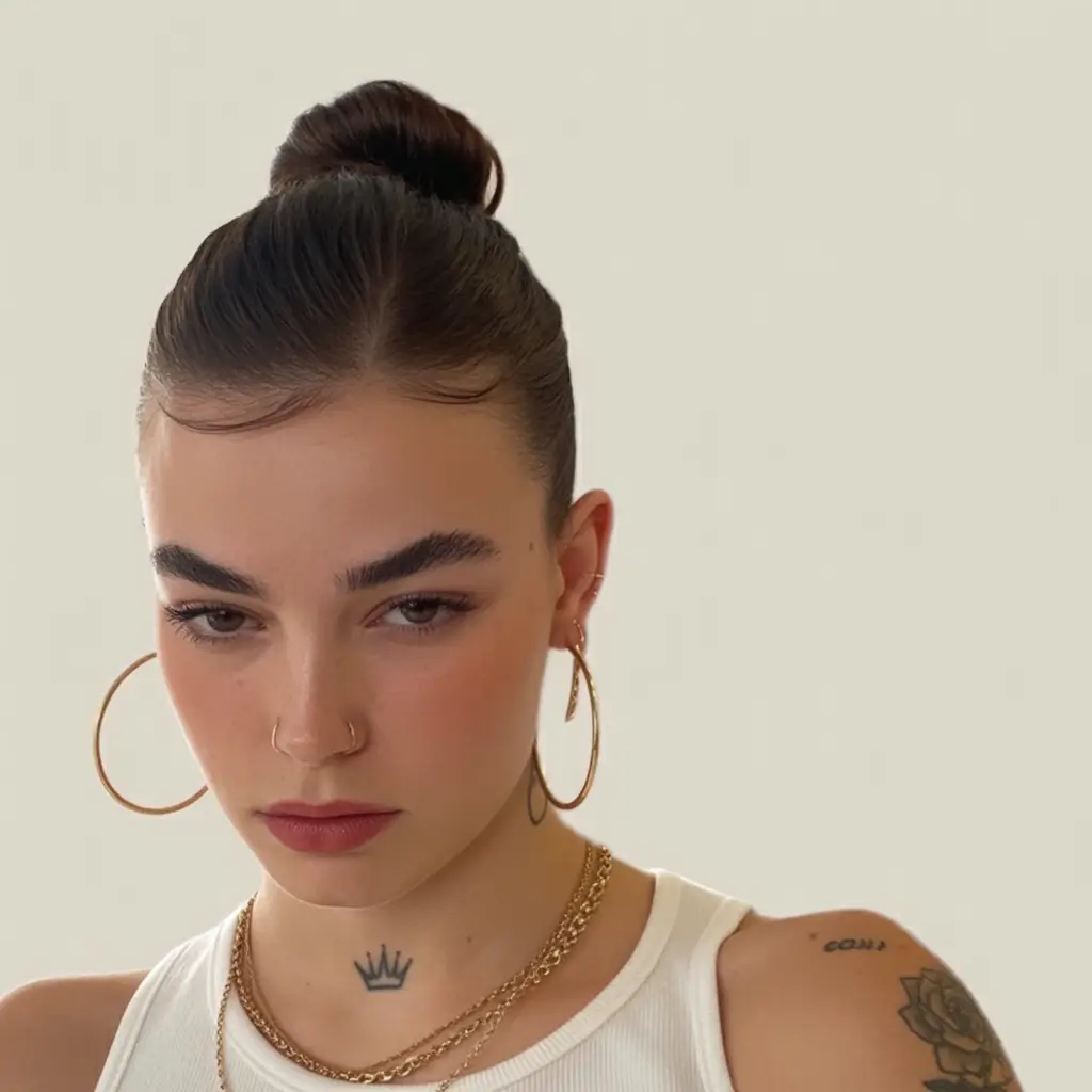 Simple Bun Hairstyle Inspirations - Summer 2025 Polished Top Knot with Defined Baby Hairs