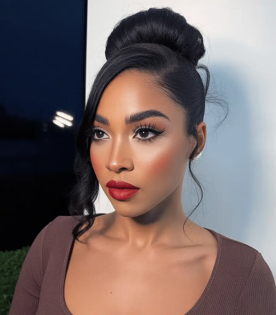 Simple Bun Hairstyle Inspirations - Summer 2025 Retro Glam Bun with Volume and Curls