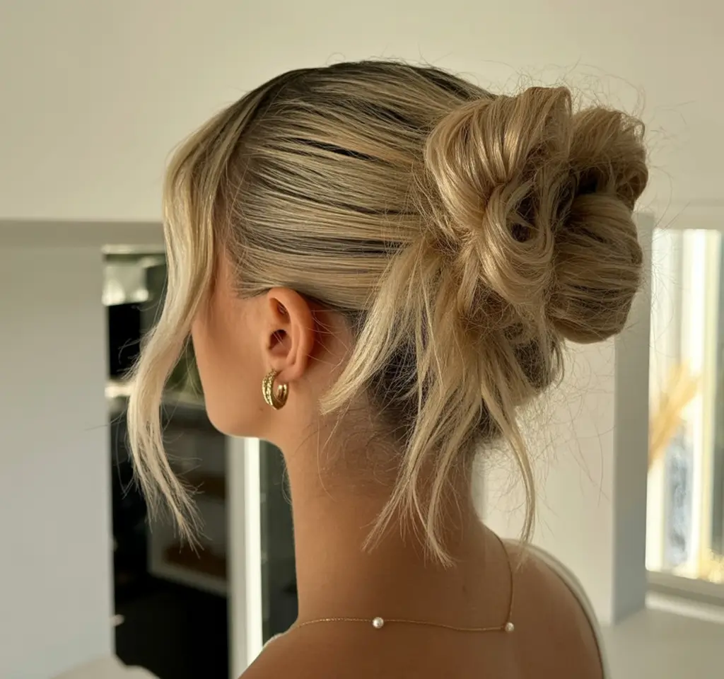 Simple Bun Hairstyle Inspirations - Summer 2025 Relaxed Beachy Bun with Tousled Layers